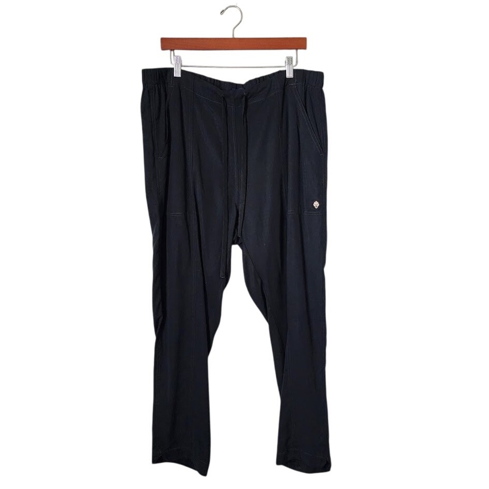 HATLEY Lyocell Drawstring Pants Black Relaxed slim Wide Leg Lounge XL